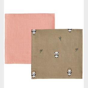 OYOY Stofbleer - 70x70cm - Panda - 2-pak - Khaki/Rose