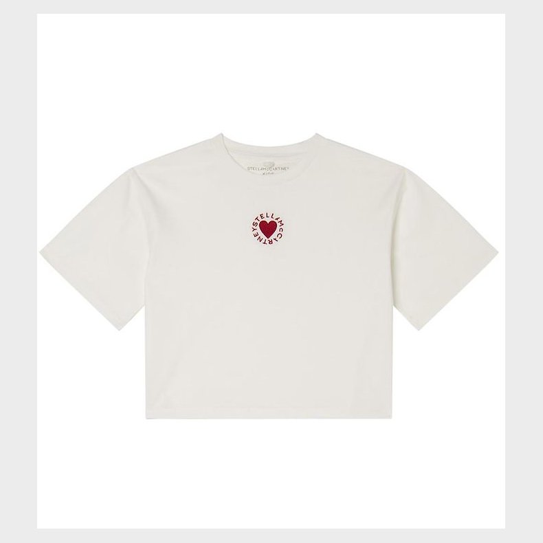 Stella McCartney Kids T-shirt - Cropped - Hvid m. Hjerte