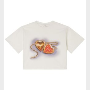 Stella McCartney Kids T-shirt - Cropped - Hvid m. Hjerter