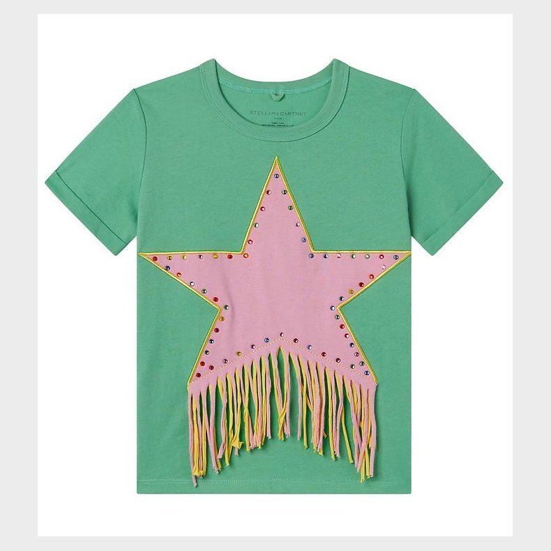 Stella McCartney Kids T-shirt - Grn/Rosa m. Similisten/Frynser