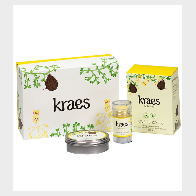 Kraes Gaveske - Babybad/Baby Balm/Glade Kinder - Havre & Kokos