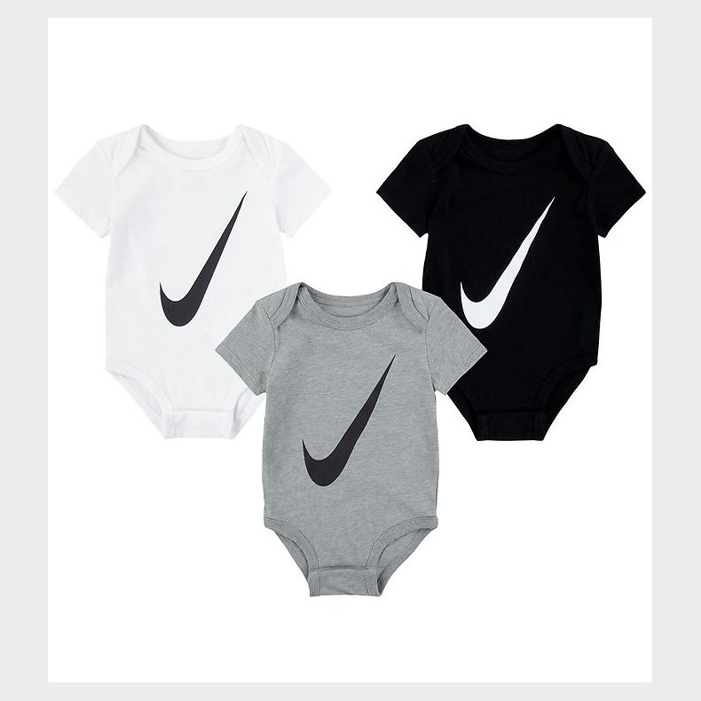 Nike Bodyer k/ - Swoosh - 3-pak - Hvid/Gr/Sort