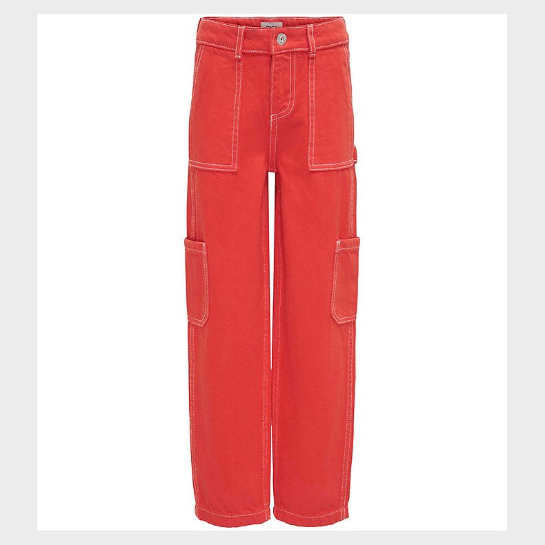 Kids Only Bukser - KogVilje - Flame Scarlet/White Stitches