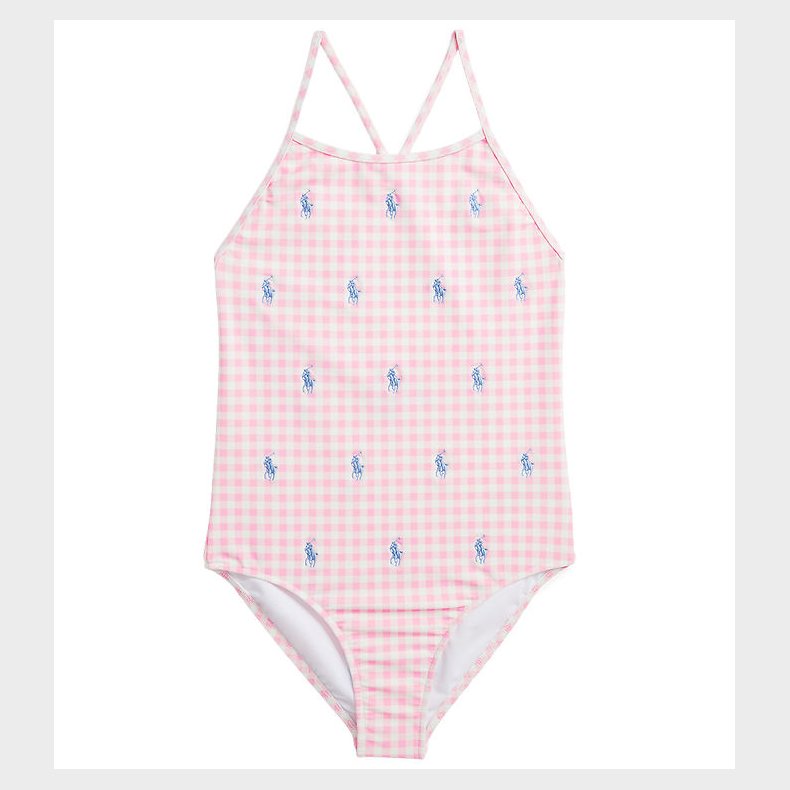 Polo Ralph Lauren Badedragt - Pink/Hvidternet m. Logoer