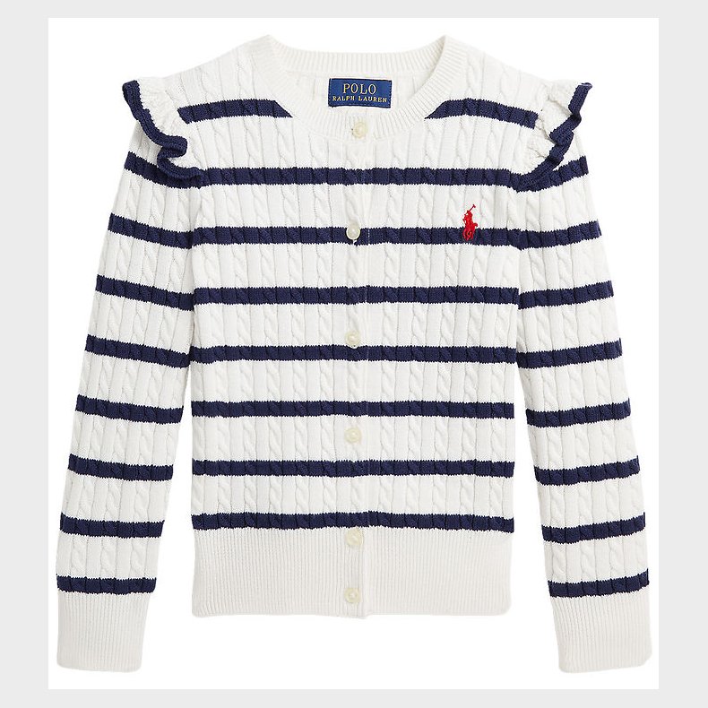 Polo Ralph Lauren Cardigan - Strik - Deckwash White/Newport Navy