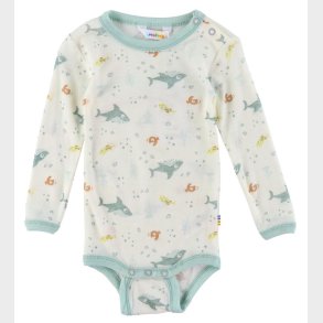 Joha Body l/ - Uld - Off White/Stvet Bl m. Fisk