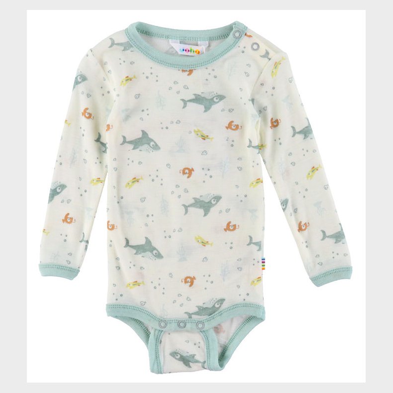 Joha Body l/ - Uld - Off White/Stvet Bl m. Fisk