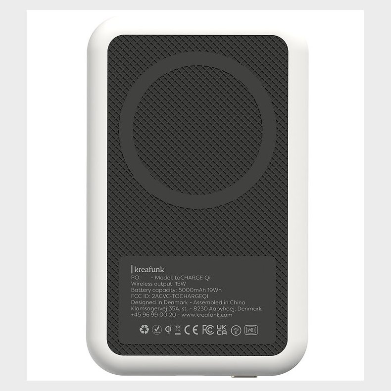 Kreafunk Powerbank - toCHANGE QI - Hvid - 5.000mAh