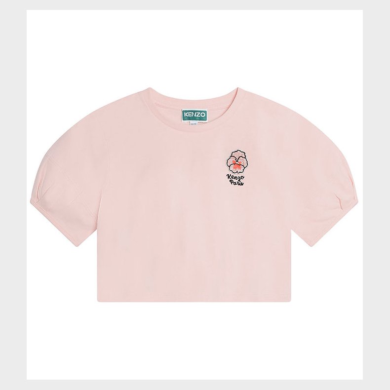 Kenzo T-shirt - Cropped - Veiled Pink m. Blomst