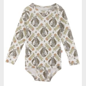 Katvig Body L/ - Hvid m. Tropisk Print