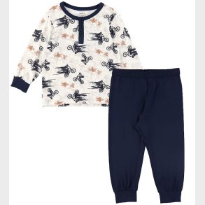 Joha Natt�j - Bambus - Off White/Marinebl� m. Cykel