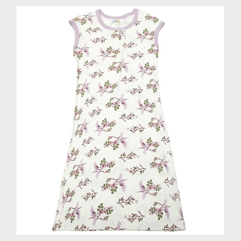 Joha Natkjole - Bambus - Off White/Lilla m. Papeg�je