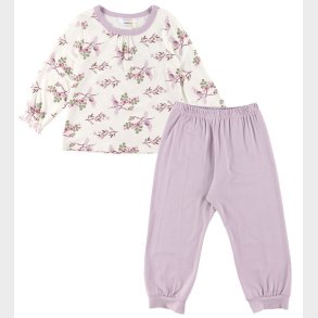 Joha Natt�j - Bambus - Off White/Lilla m. Papeg�je