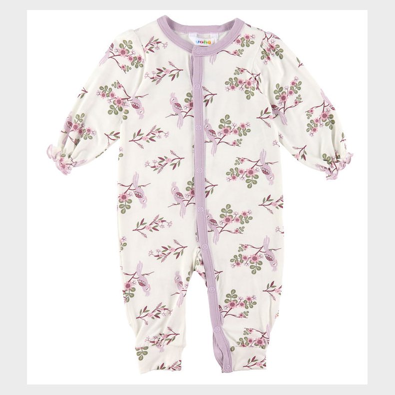 Joha Natdragt - Bambus - Off White/Lilla m. Papeg�je