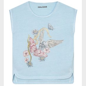 Zadig & Voltaire T-shirt - Angel - Lysebl m. Blomster/Similist