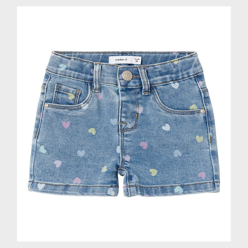 Name It Shorts - Slim - NmfSalli - Medium Blue Denim/Hearts