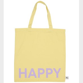 Design Letters Shopper - Happy - Gul m. Lilla