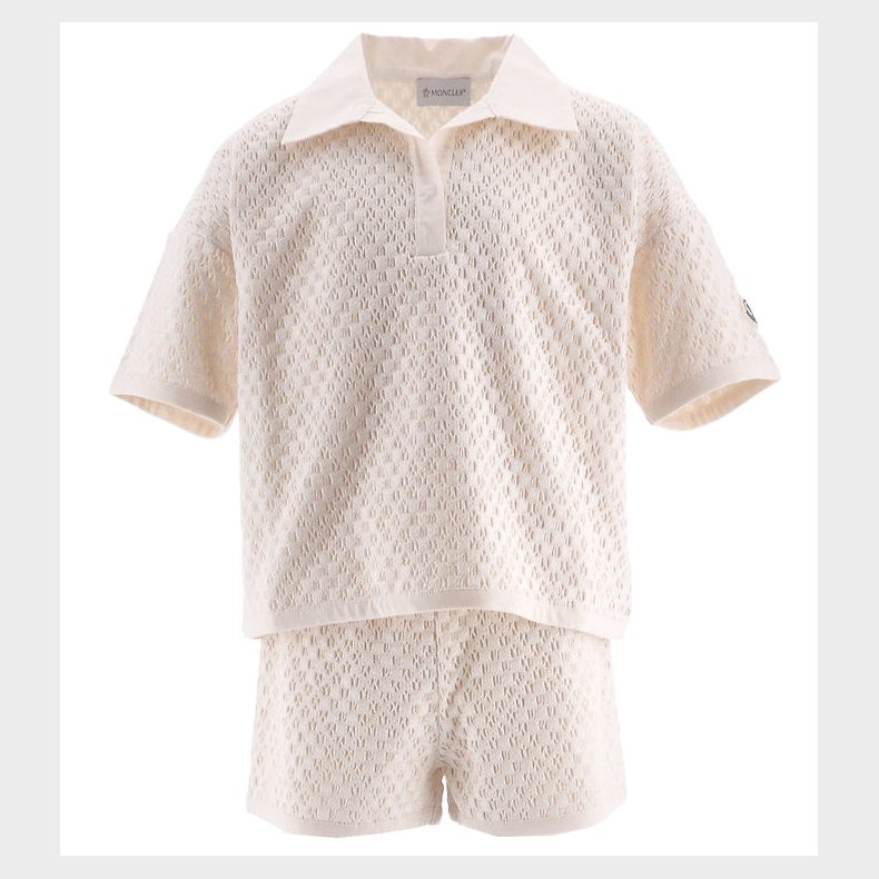 Moncler T-shirt/Shorts - Strik - Creme m. Hulm�nster