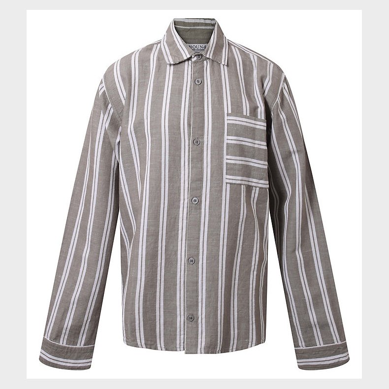 Hound Skjorte - Striped - White/Dusty Green