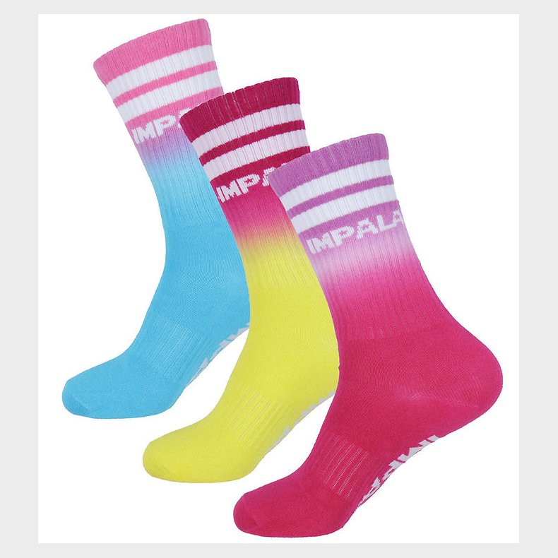 Impala Strmper - Stripe Sock - 3-pak - Bl/Gul/Pink