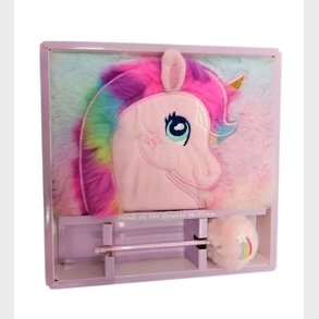 Hot Focus Notesbog m. Pompon-Pen - Enhjrning Plys