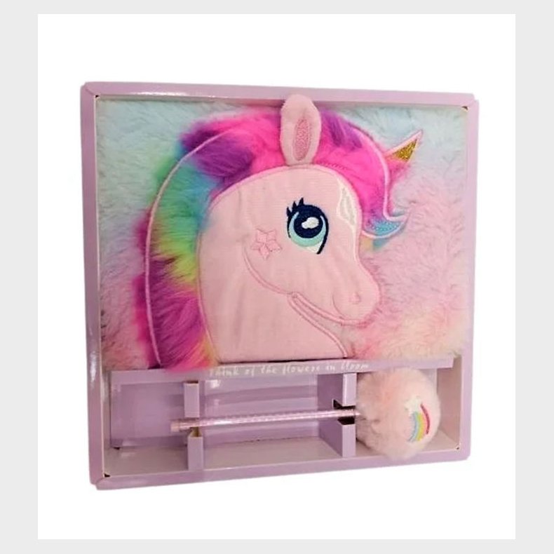 Hot Focus Notesbog m. Pompon-Pen - Enhjrning Plys