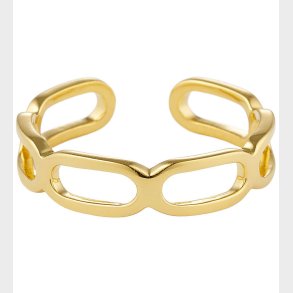 Design Letters Ring - Square Link - Guld