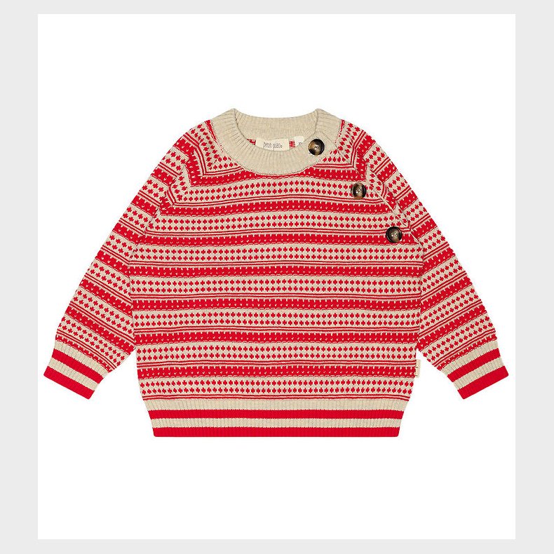 Petit Piao Bluse - Strik - Light Nordic - Off White/Bright Red