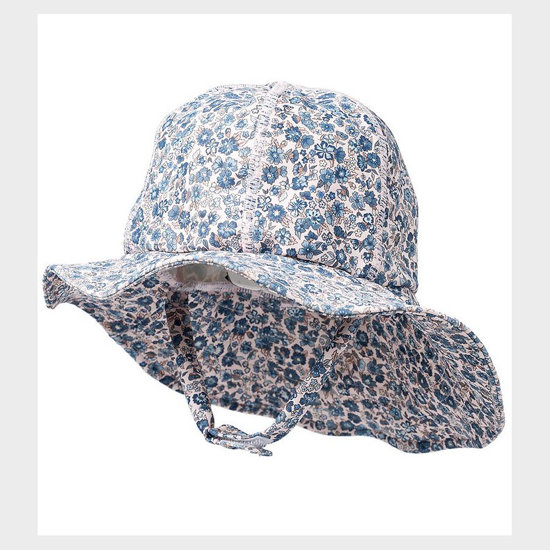 Wheat Badehat - UV40+ - Blue Flower Meadow m. Velcro