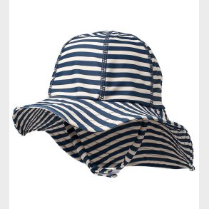 Wheat Badehat - UV40+ - Indigo Stripe m. Velcro