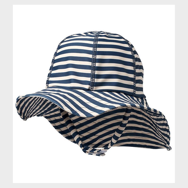 Wheat Badehat - UV40+ - Indigo Stripe m. Velcro