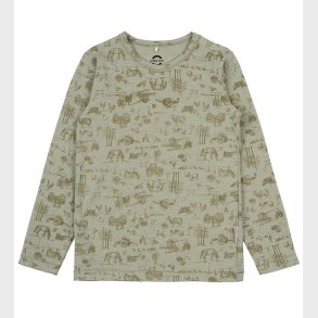 Mikk-Line Bluse - Uld/Bambus - Desert Sage m. Print