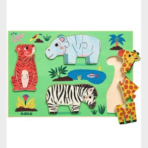 Djeco Puslespil - Tr - 12 Brikker - Coucou Tigre