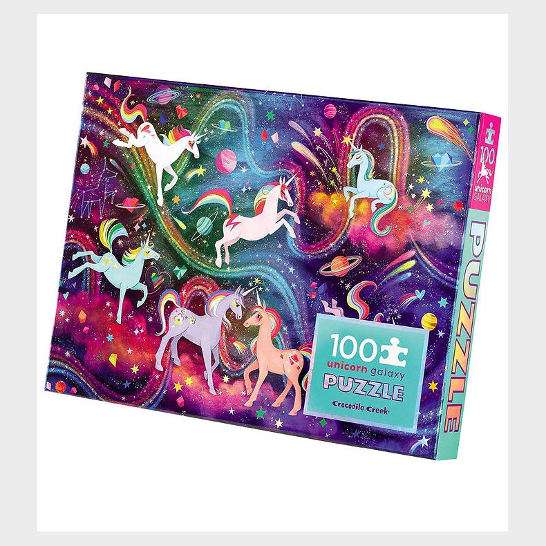 Crocodile Creek Puslespil - 100 Brikker - Unicorn Galaxy