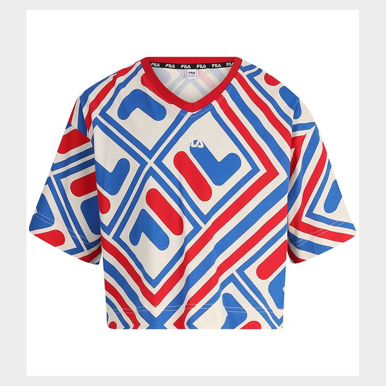 Fila T-Shirt - Cropped - Langenhagen - Antique White F-Box AOP