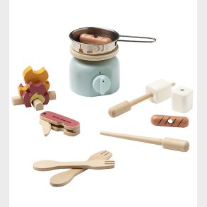 Kids Concept K�kkens�t - Tr� - 12 Dele - Camping Cooker s�t