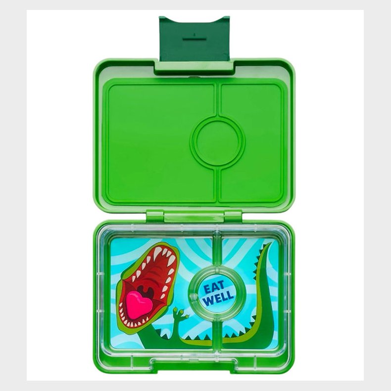 Yumbox Madkasse m. 3 Rum - Bento Snack - Jurassic Green/Dinosaur