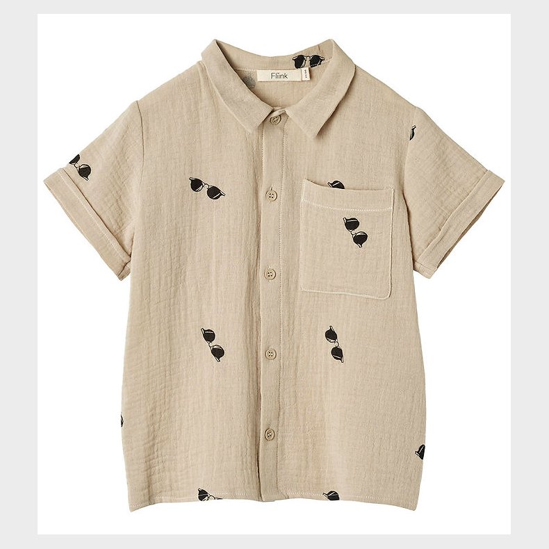 Fliink Skjorte - Musselin - Hello - Humus m. Solbriller