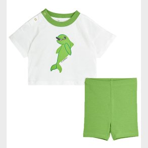 Mini Rodini Gaveske - Shorts/T-shirt - Dolphin - Hvid/Grn