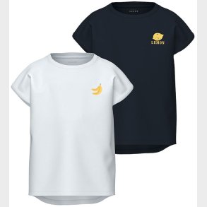 Name It T-shirt - NkfVarutti - 2-pak - Bright White/Dark Sapphir