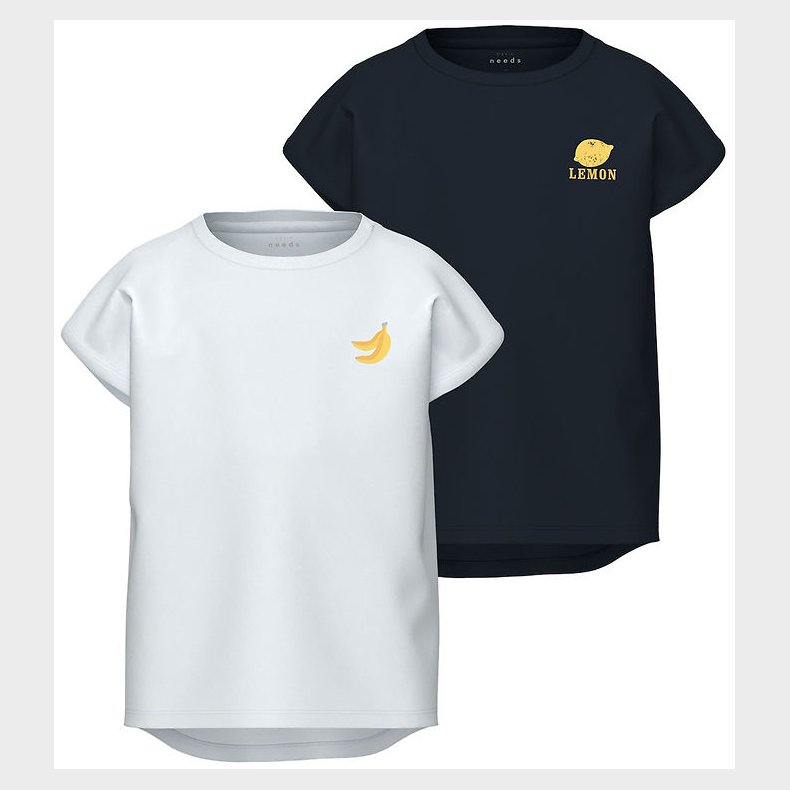 Name It T-shirt - NkfVarutti - 2-pak - Bright White/Dark Sapphir