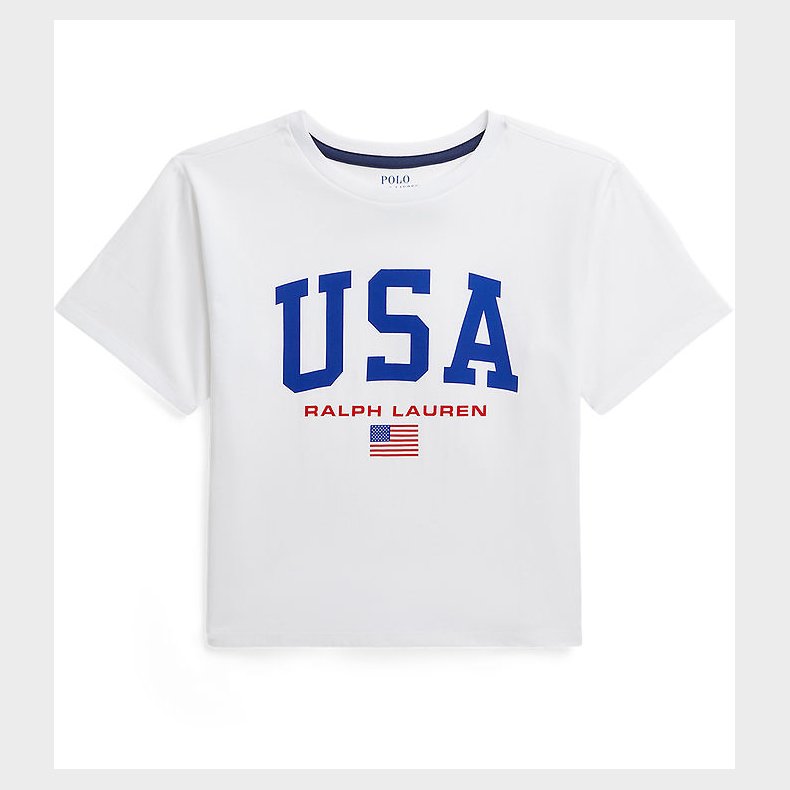 Polo Ralph Lauren T-shirt - Cropped - Hvid m. USA