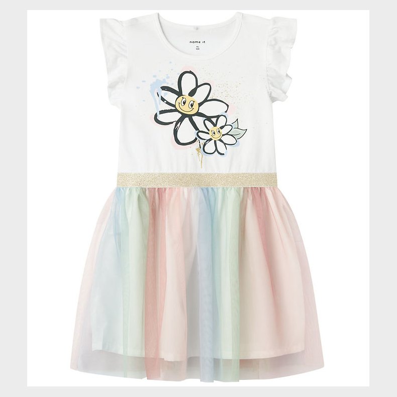 Name It Kjole - NmfAnna - Bright White m. Glimmer