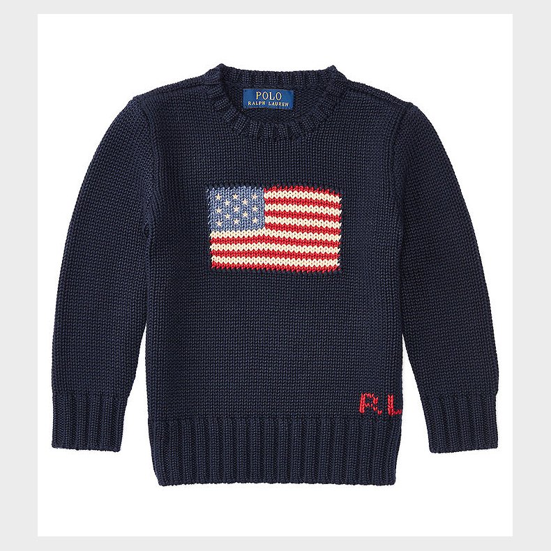 Polo Ralph Lauren Bluse - Strik - Navy m. Flag