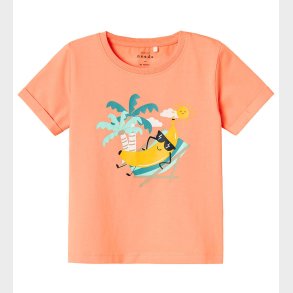 Name It T-shirt - NmmVux - Papaya Punch/Banana