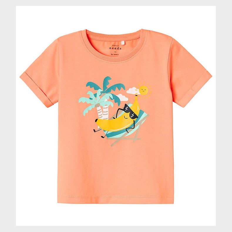 Name It T-shirt - NmmVux - Papaya Punch/Banana