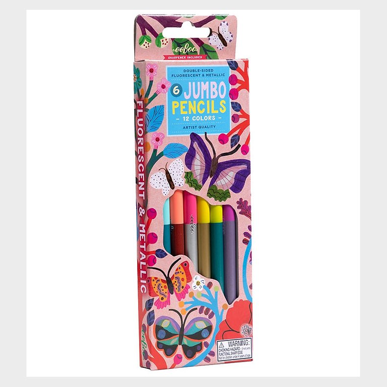Eeboo Farveblyanter - 6 Stk. - Jumbo - Butterflies