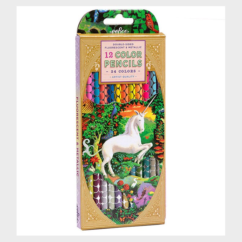 Eeboo Farveblyanter - 12 Stk. - Neon/Metallic - Unicorn