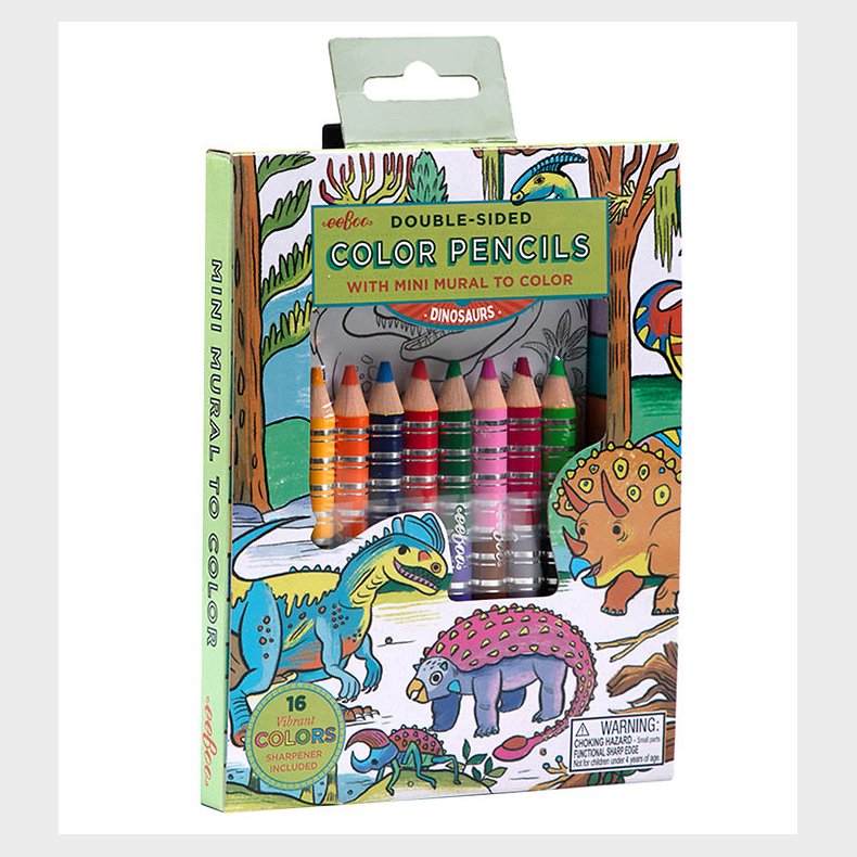 Eeboo Farveblyanter - 8 Stk. - Dinosaurer m. Tegning