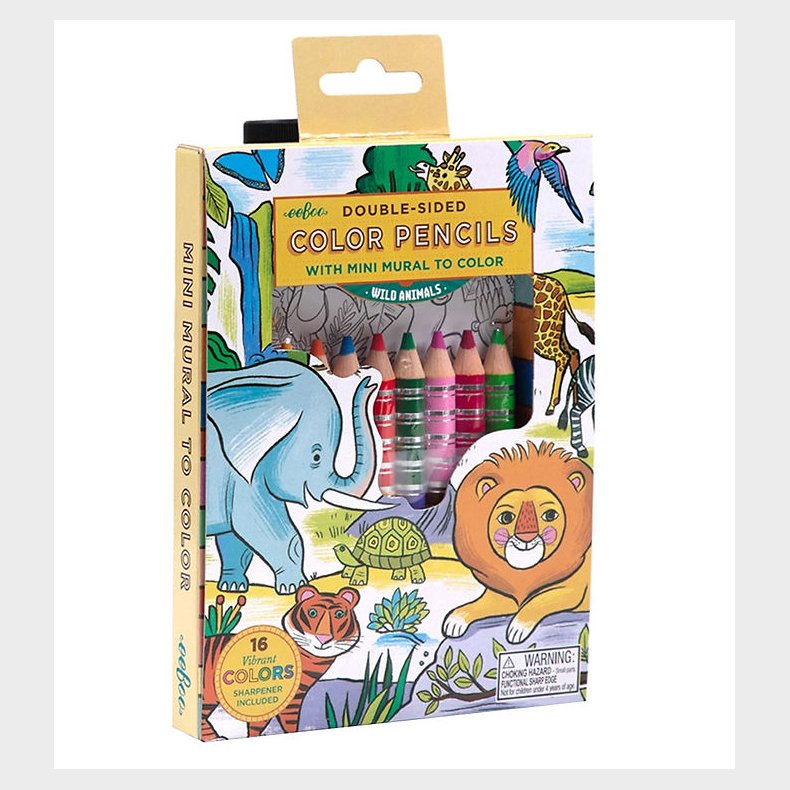 Eeboo Farveblyanter - 8 Stk. - Vilde Dyr m. Tegning